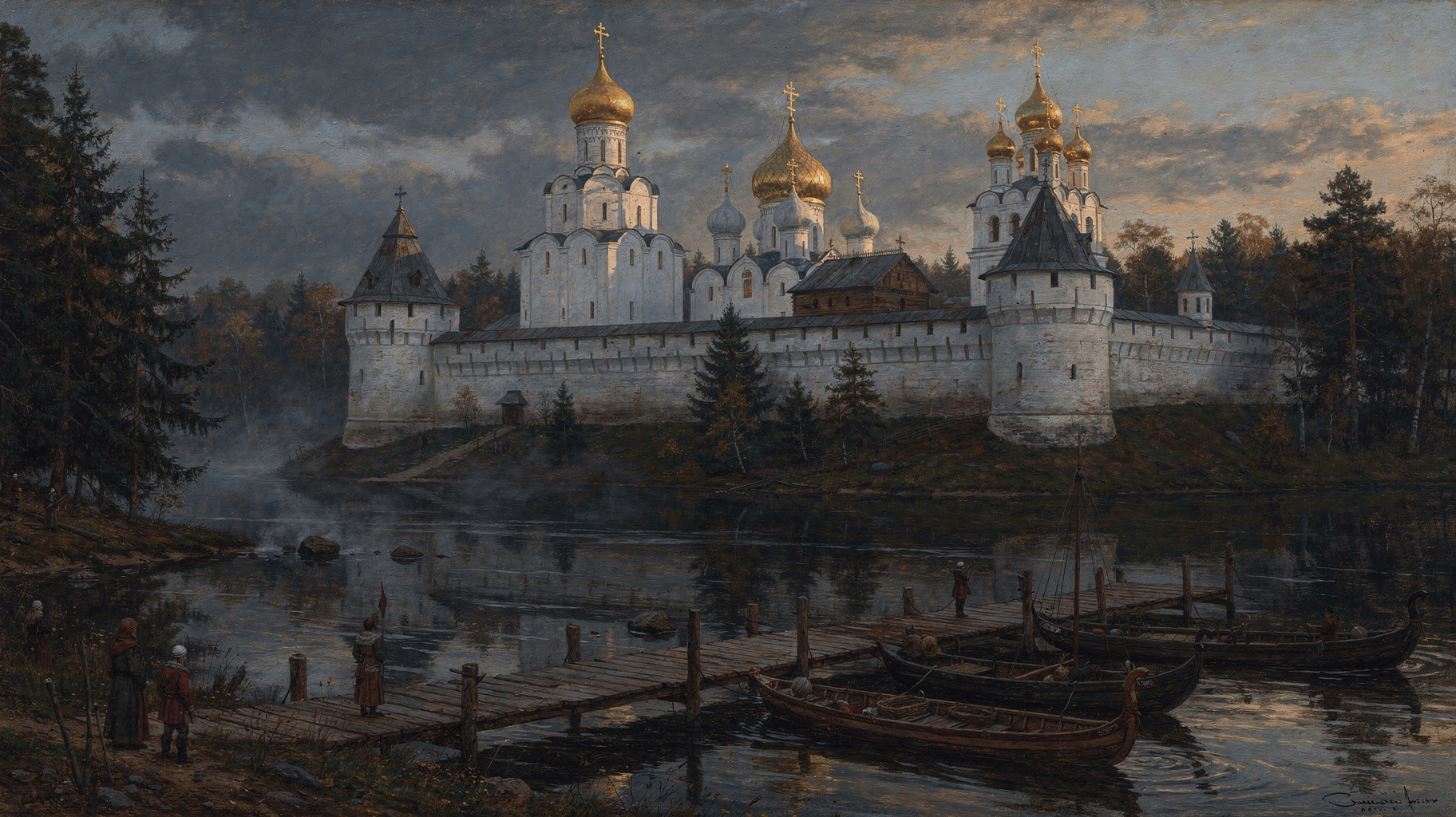 Белокаменный град Китеж на берегу лесного озера